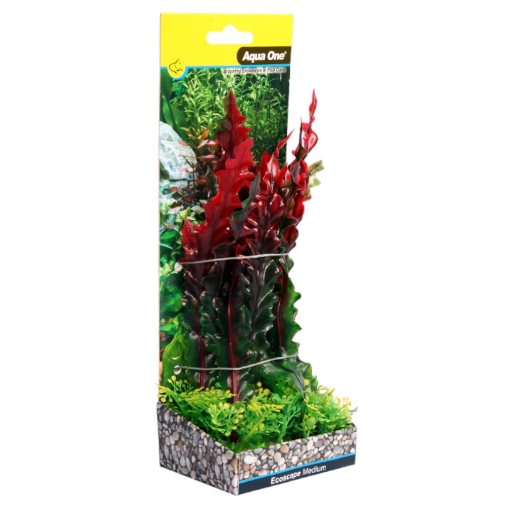AquaOne Ecoscape Medium Ruffled Lace Plant Red 20cm