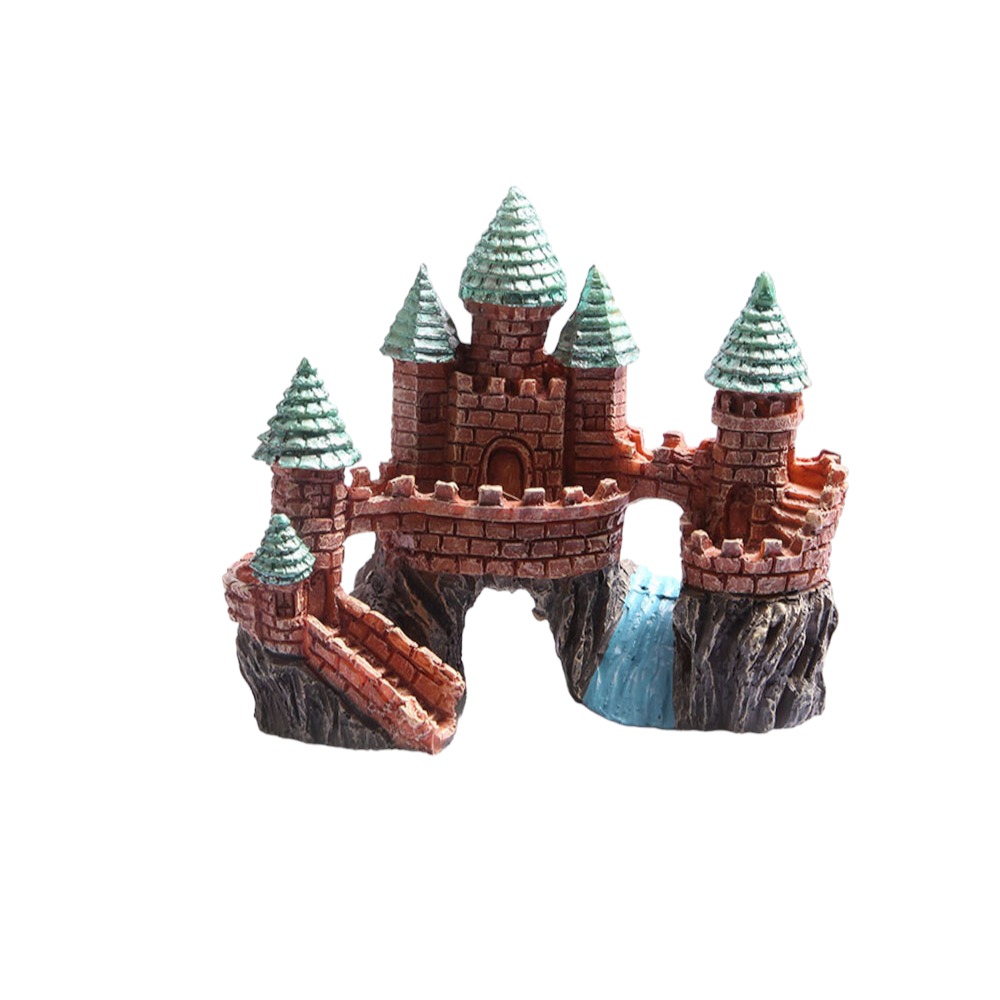 AquaOne Blue Castle On The Rock With River Small 15.5x9x13cm