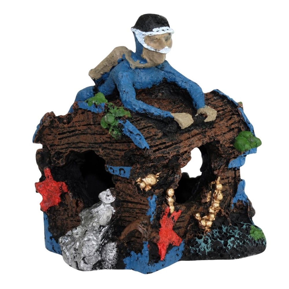 AquaOne Diver On Treasure Chest 10x11.5x11cm
