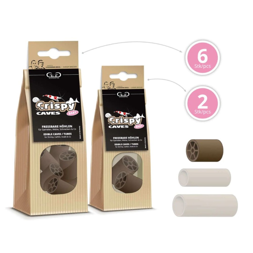 GlasGarten Crispy Caves - Edible tubes/caves, Baby 6pcs