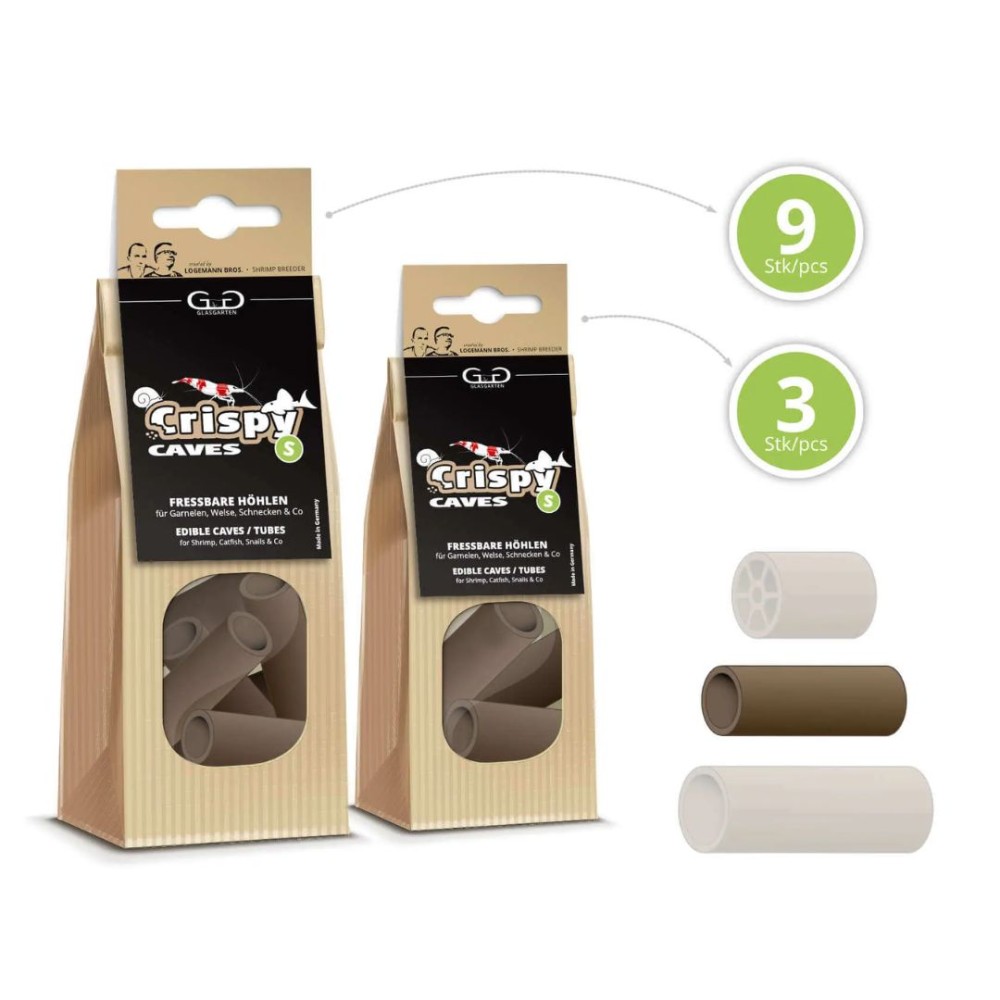 GlasGarten Crispy Caves - Edible tubes/caves, S 9pcs