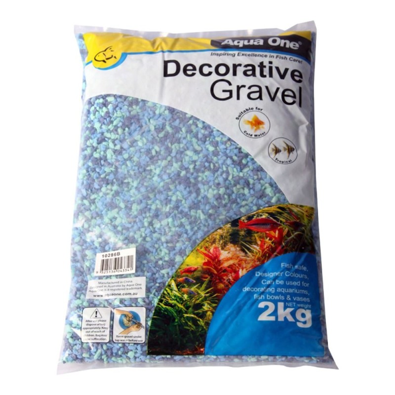 AquaOne Gravel Mixed Aqua + Blue 2kg (2mm)